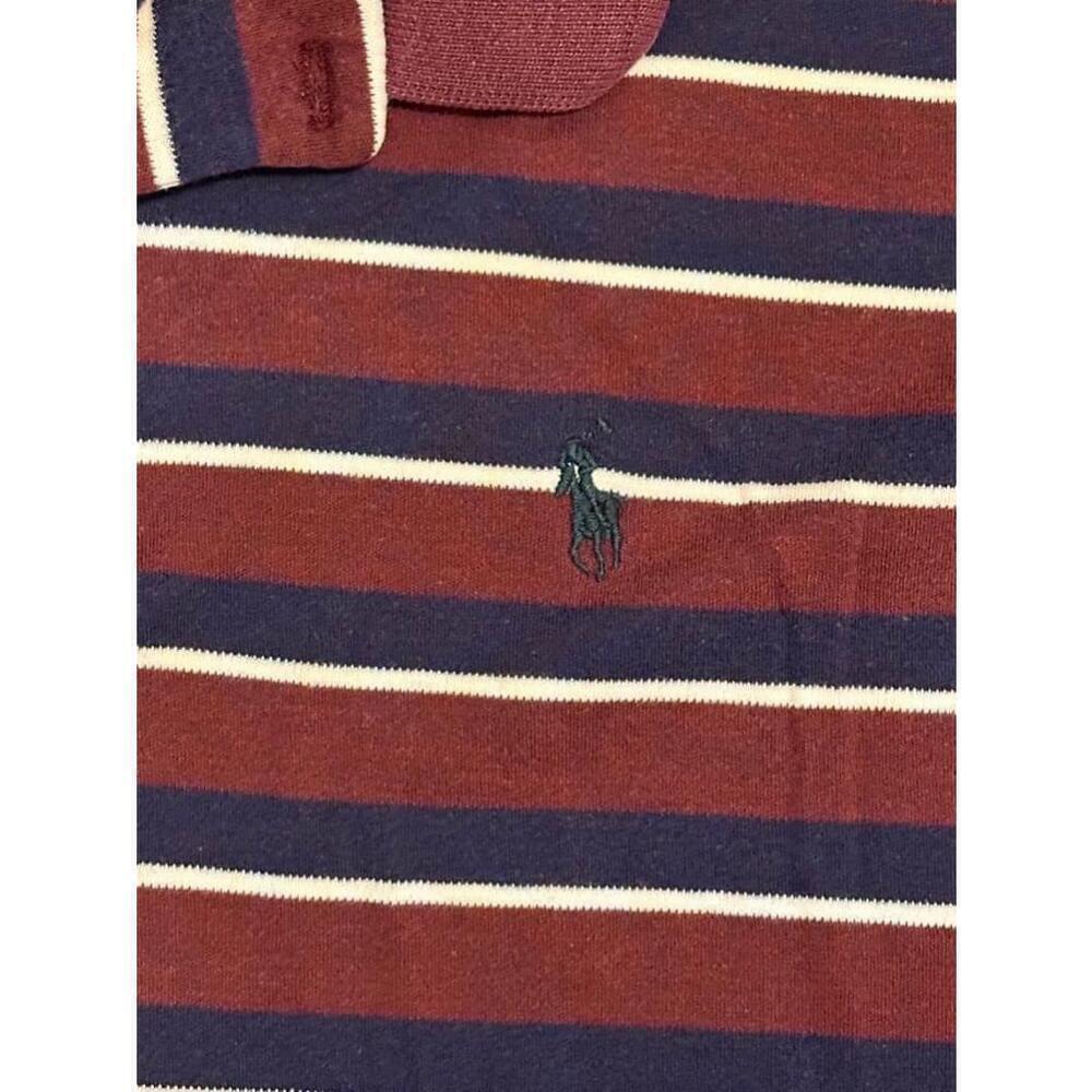 Polo Ralph Lauren Men’s Navy/Burgundy/White Striped Polo Shirt Size XL​​​​​​ - Picture 5 of 6